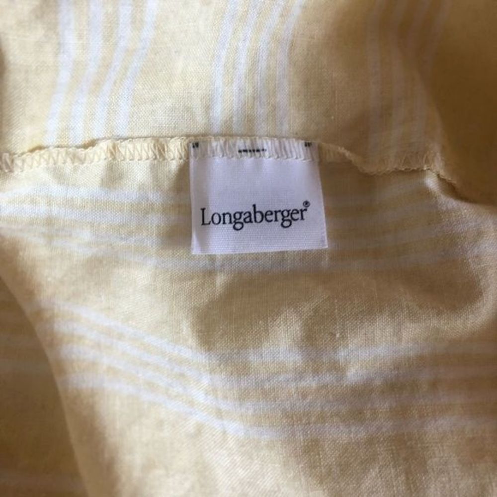Longaberger yellow plaid cloth basket liner ruffled
